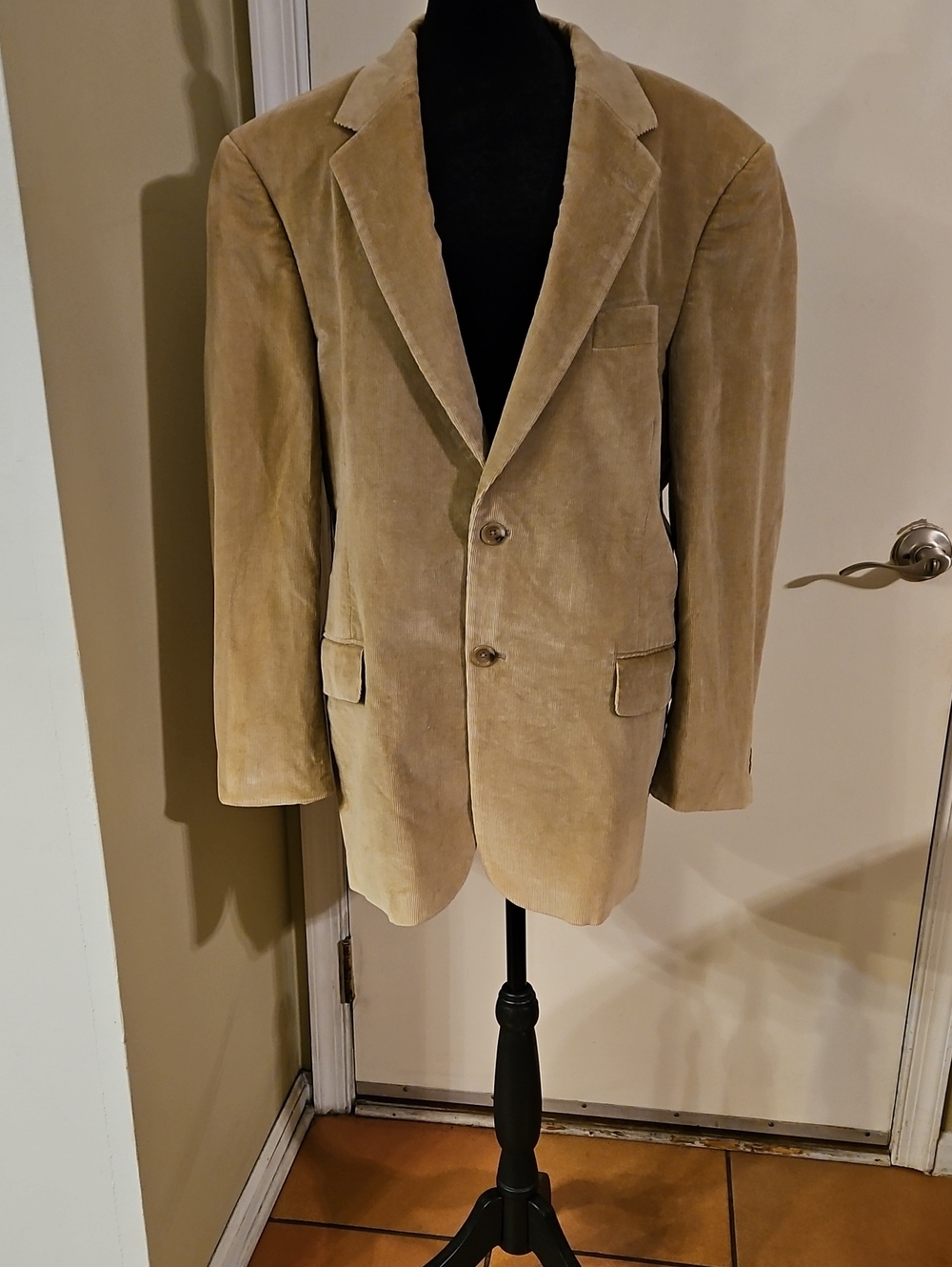 Vintage Evan Picone Tan Corduroy Blazer Sport Coat Jacket Mens Size 40R